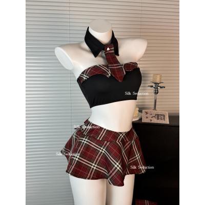 FUNNY KITTEN性感学院风蝴蝶结抹胸短裙JK制服百褶裙火辣约会套装