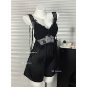 FUNNY KITTEN性感蕾丝吊带睡裙女蝴蝶结飘带纯欲风少女睡衣家居服