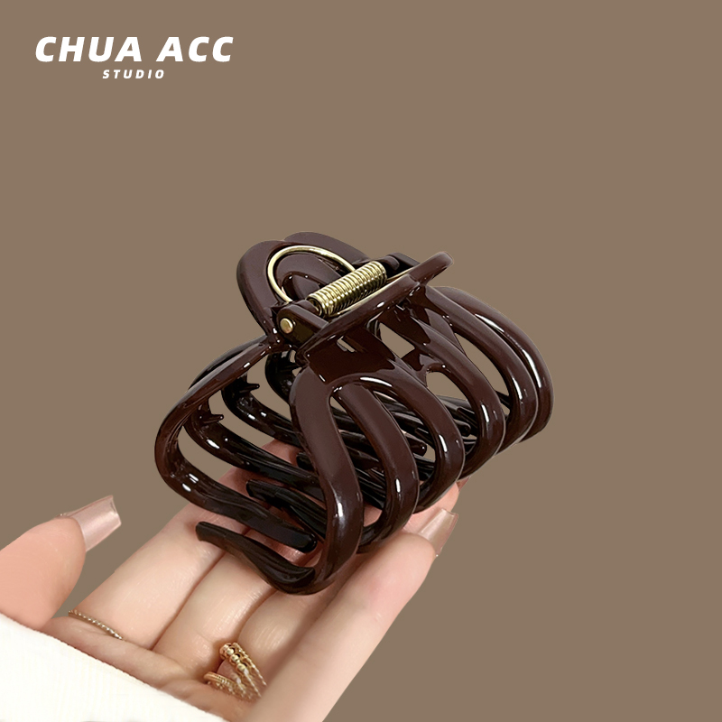 抓齿特别深~南瓜抓夹中号发量多高级感鲨鱼夹后脑勺盘发头饰发抓