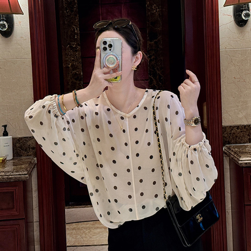 古欧韵宽松港风套头长袖雪纺