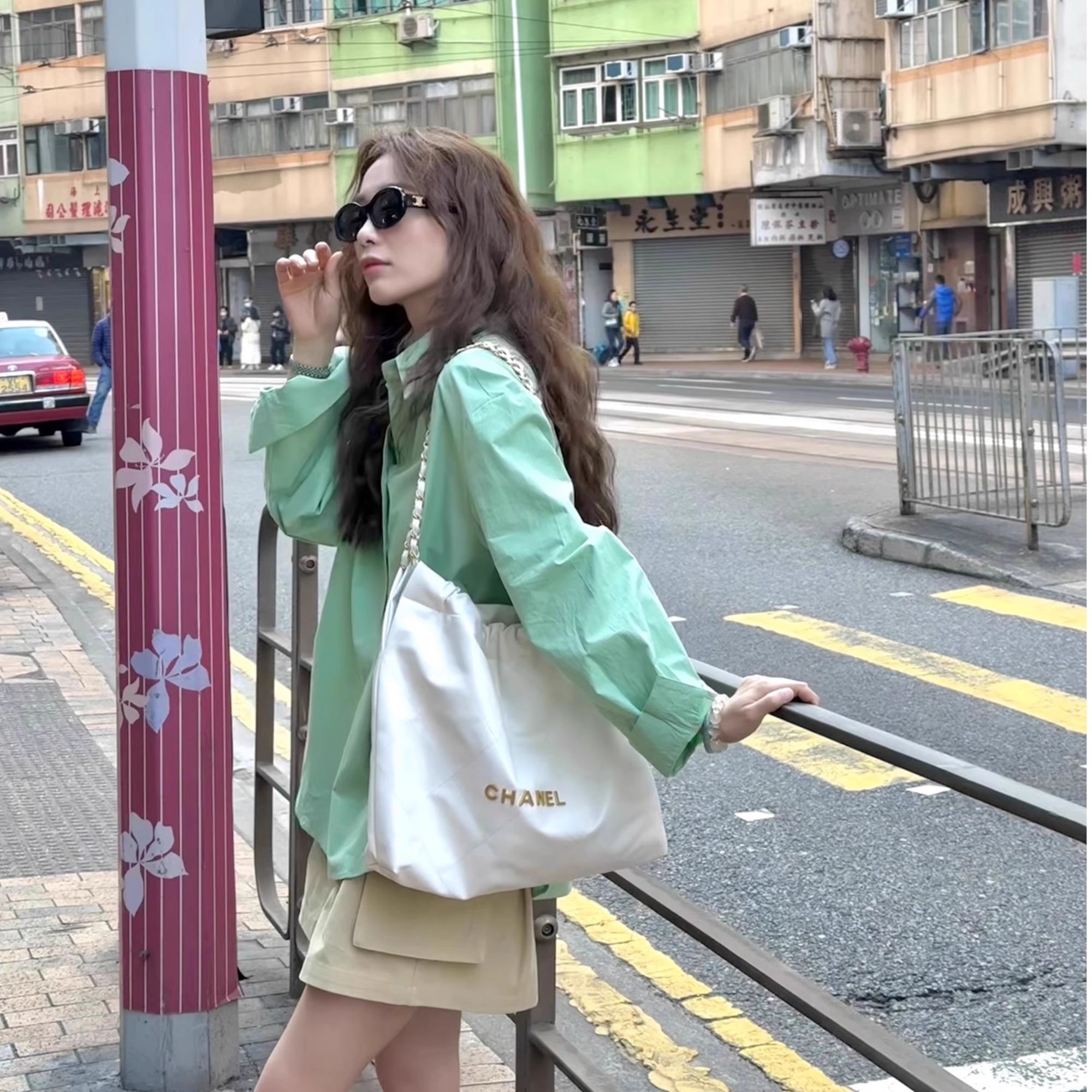 绿色衬衫高级感内搭衬衫女