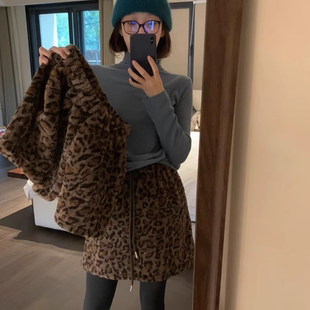 高端货~豹纹系列羊羔毛半身裙/短裤韩国冬季加厚保暖毛毛下装女