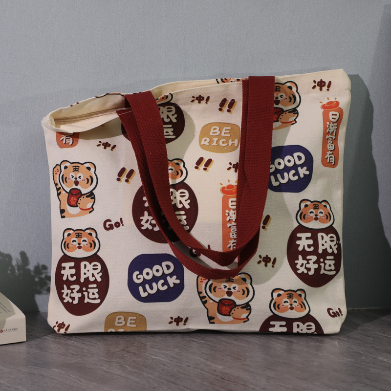 帆布包女夏2023年新款单肩手提袋大学生上课时尚大容量斜挎托特包