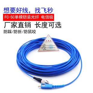单模光纤跳线跳纤尾纤防折防踩防鼠三防光缆含金属保护层不怕断fiber 30米铠装 Patchcord SC3