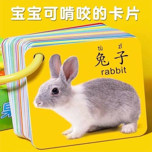 儿童撕不烂早教卡益智学习卡片宝宝启蒙玩具看图识字卡动物认知书