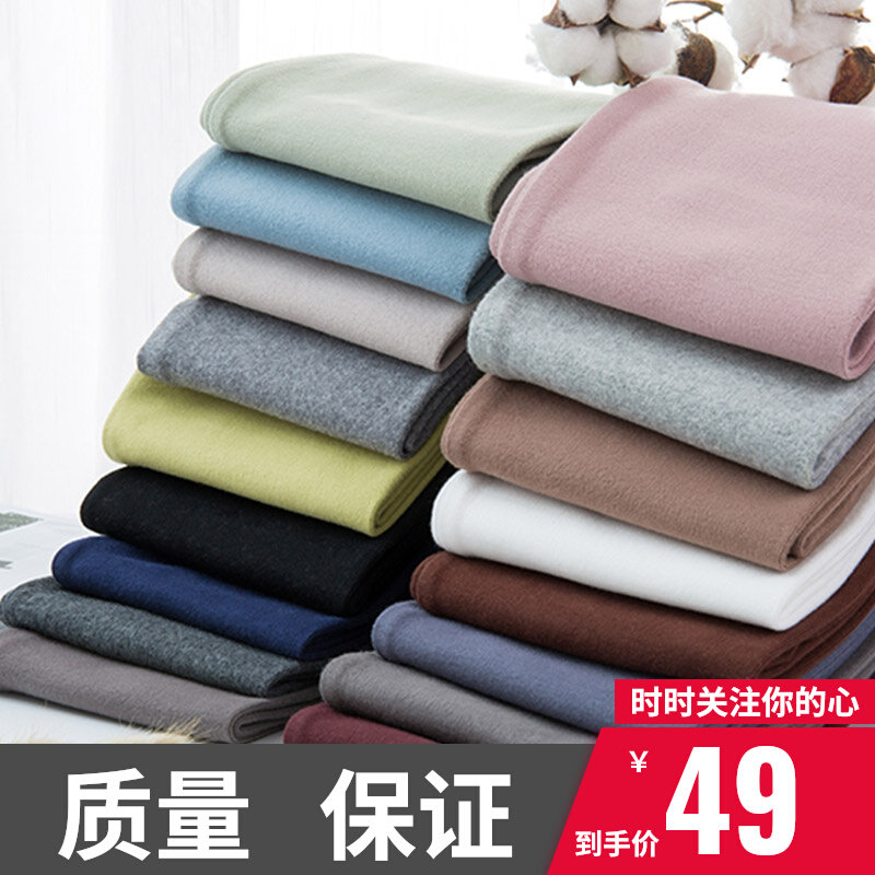 灰色打底裤女外穿薄款春秋纯棉九分裤磨毛弹O力裤女黑色紧身小脚