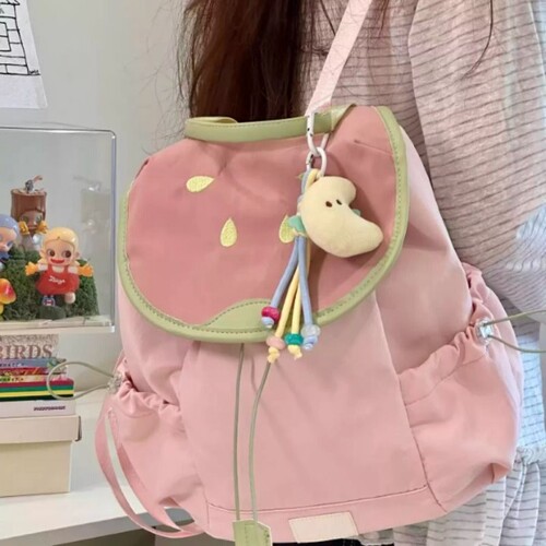 多巴胺双肩背女包卡通少女背包可爱儿童书包绿色休闲防水学院风