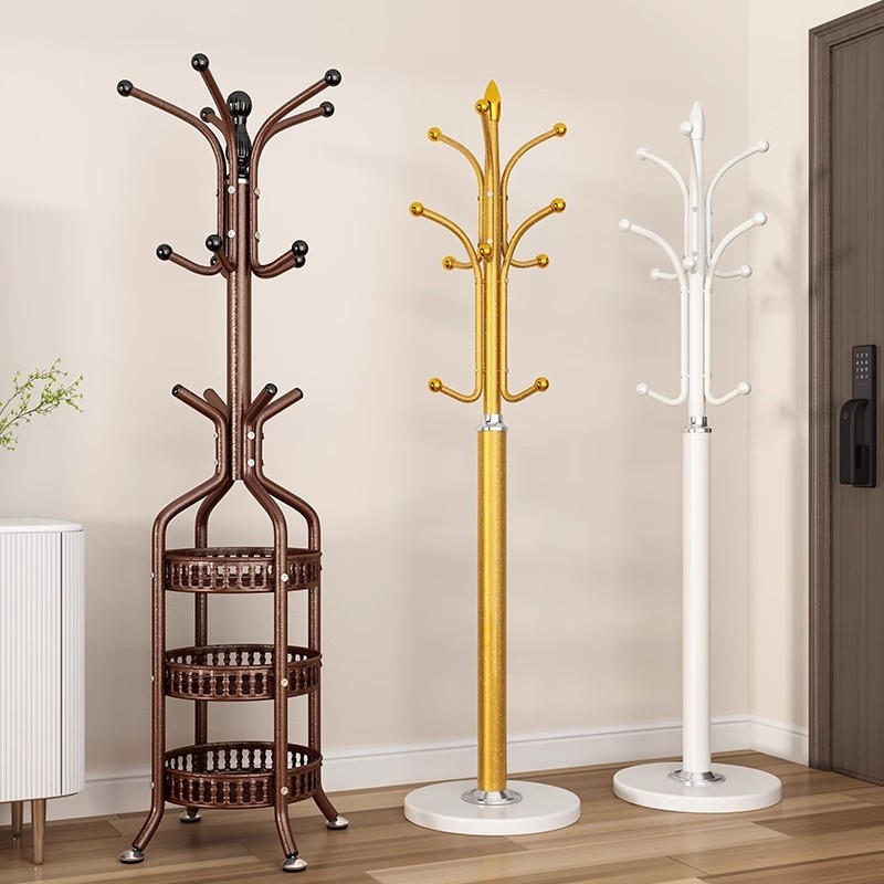 家用衣帽架落地卧室挂衣杆家用客厅简易立式晾衣服架多功能挂包架