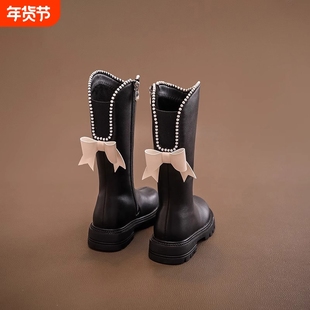 儿童马丁靴2025新款秋冬加绒女童靴子长筒靴女孩鞋子高筒长靴冬季