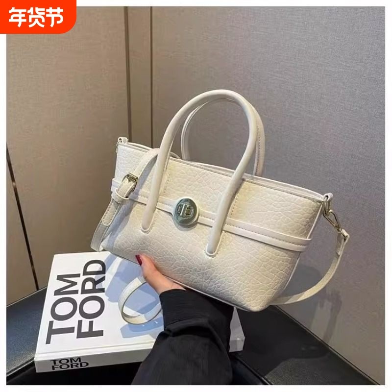 2026新款手提包经典款复古女包荔枝纹百搭轻奢气质大容量黑色白色