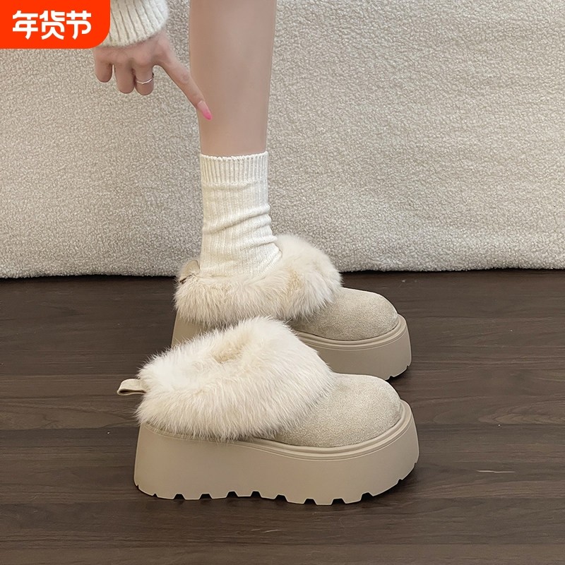 时尚部落包头拖鞋女外穿2025冬季新款厚底毛毛棉鞋加绒勃肯雪地靴,女鞋,时尚雪地靴,淘宝优惠券,粉丝福利购,淘宝优惠卷