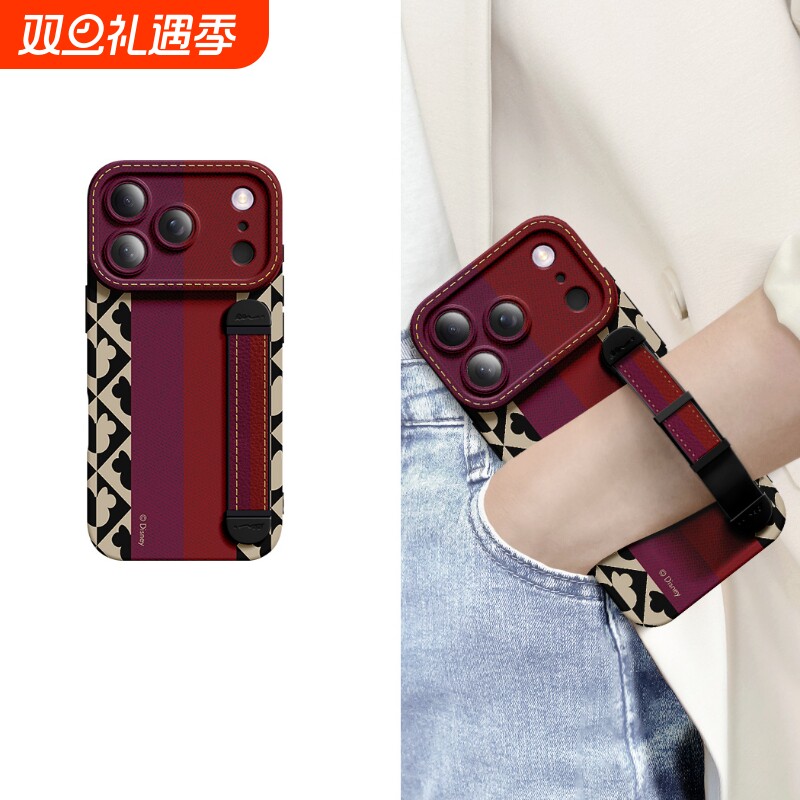 适用苹果手机壳硅胶竖拼菱纹米奇