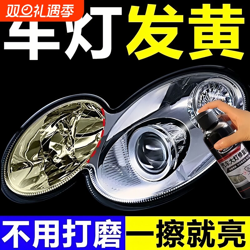 大灯翻新修复液工具套装汽车灯罩划痕裂纹发黄氧化外壳清洗剂抛光