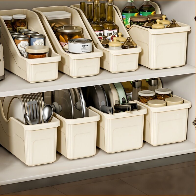 厨房锅具收纳盒橱柜收纳筐桌面储物多功能收纳架抽拉省空间调料