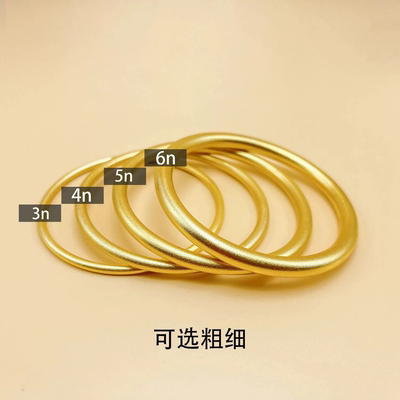 古法黄金手镯实心磨砂款仿真传承越南沙金叠戴素圈磨砂镯镀金