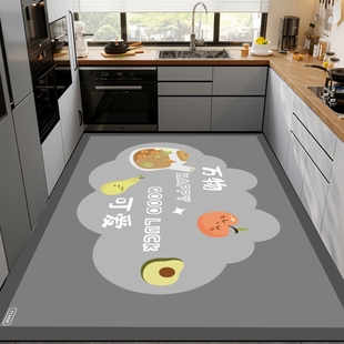 厨房地垫新款 防滑免洗防水脚垫耐脏家用地毯加厚垫耐磨吸水防油