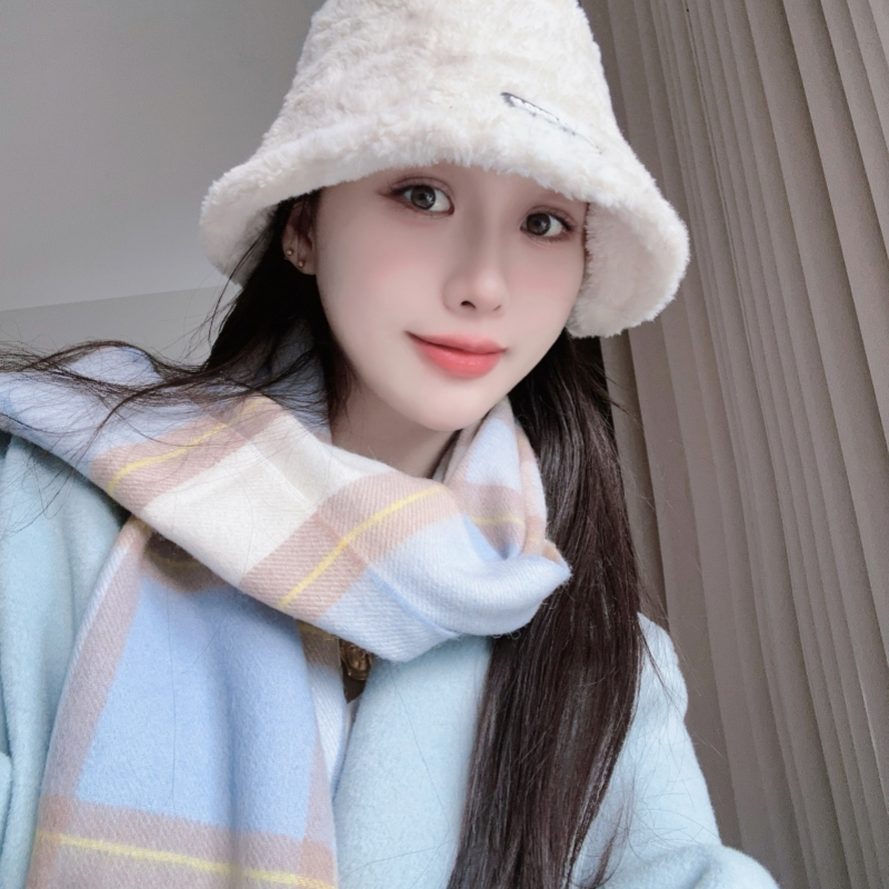 纯羊毛格子围巾英伦百搭格纹围脖冬季礼盒装情侣送礼物绵羊毛黑白