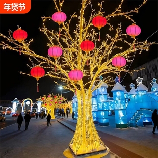 2026新款圆形红灯笼户外防水装饰公园小区节日中秋春节街道亮化灯