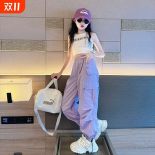 2025新款 夏装 儿童潮酷穿搭裤 子女孩大童爵士舞夏季 女童工装 长裤 裤