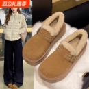 厚底加绒全包勃肯鞋女2025冬季新款爆款保暖雪地靴乐福鞋毛绒棉鞋