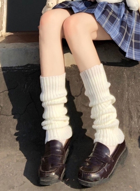 白色袜子女秋冬款保暖堆堆袜小腿袜jk套脚修饰腿型袜套搭配雪地靴