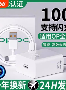 适用OPPO/一加Ace 100W闪充头(支持80/120W)原装数据线 适用Reno12/11/10/9/8 Pro+ Find X7/X6/X5 N3 K12