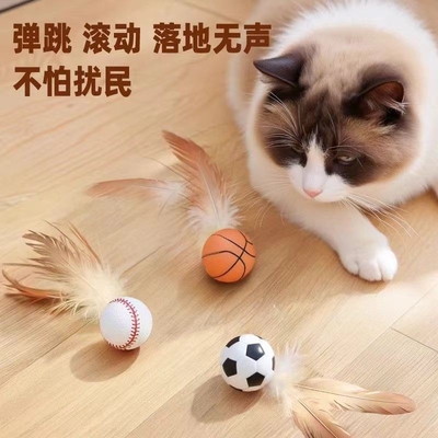 猫咪逗猫棒磨牙训练趣味弹力球