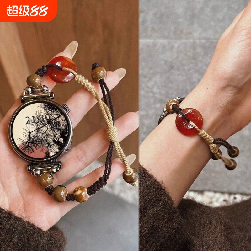 陶瓷适用华为GT5表带新款gt4串珠GT3智能手表watch5男女款腕带夏天小米watchs4高级新中式41mm古风女表国风图片
