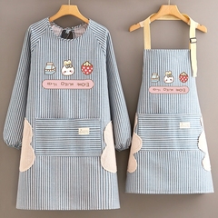 2024新款棉麻长袖围裙家用厨房透气罩衣女耐磨防污做饭工作服大人