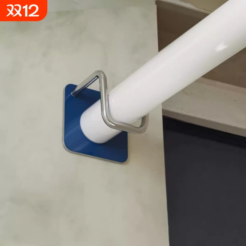 伸缩杆固定托免打孔托架托座门帘杆挂夹挂钩横杆支架托固定器衣柜