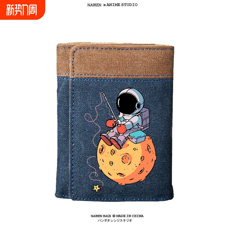 新款2025多功能男女钱包简约少年儿童宇航员学生三折证件马里奥