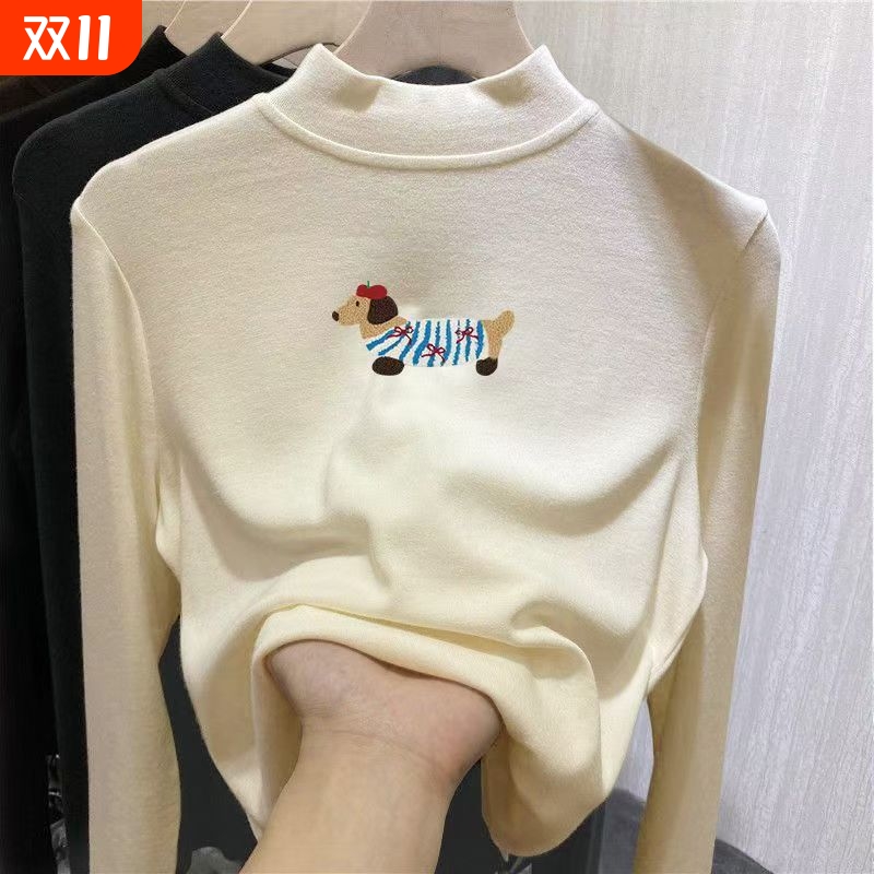 儿童双面德绒打底衫内搭秋冬洋气男童女童长袖T恤半高领百搭上衣D