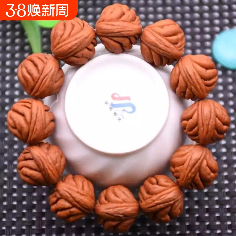 秦岭野外生龙纹桃核手串打底挂瓷霸王大肚文玩桃胡佛珠男金鱼肚