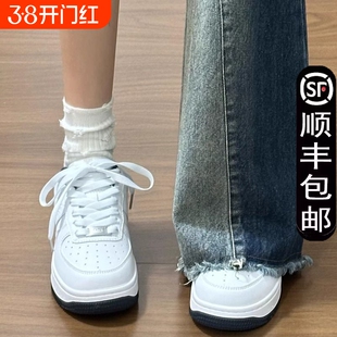 厚底板鞋女款2025秋季新款休闲软底小白鞋轻便小众百搭运动鞋圆头