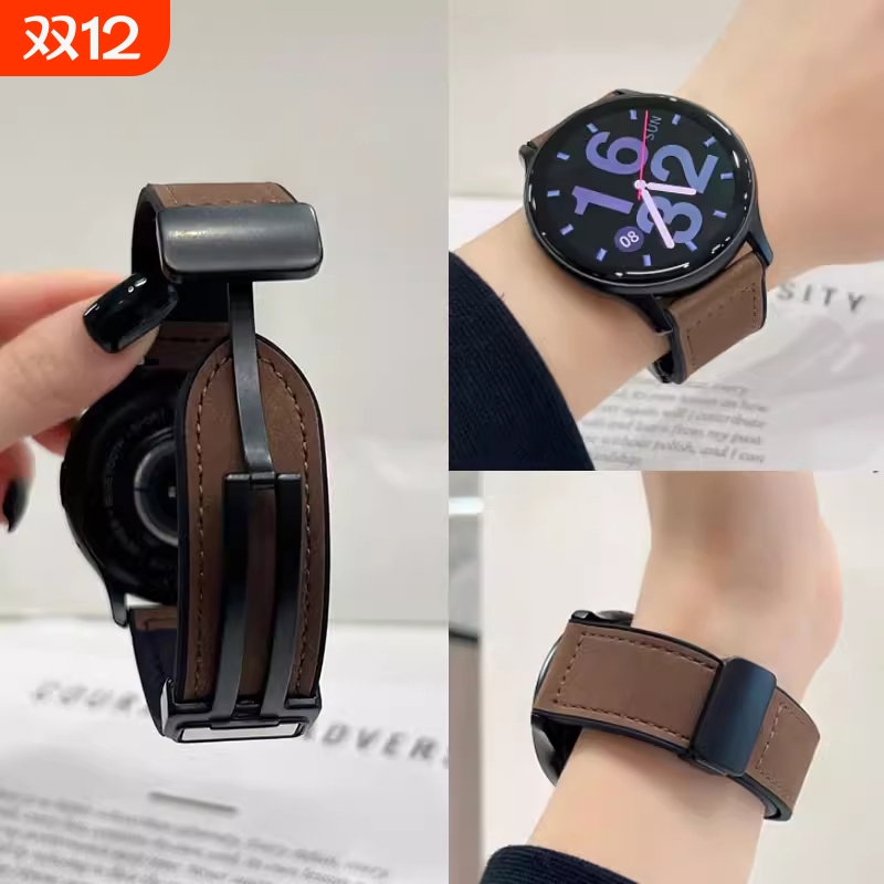 新款高级疯马纹绒面表带适用华为gt2手表gt3pro真皮质感带gt4磁吸GT5硅胶watch2男女款buds荣耀magic透气腕带