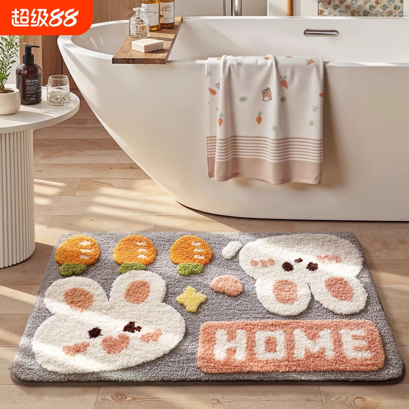 浴室强吸水地垫家用厕所门口脚垫卡通地毯门垫进门卫生间速干地垫