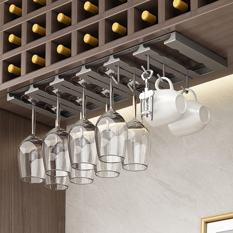 倒挂高脚杯收纳置物架子家用轻奢高档摆件悬挂酒柜不锈钢红酒杯架