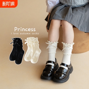 儿童袜子女童夏季薄款小女孩宝宝洛丽塔花边中筒长筒公主袜配裙子