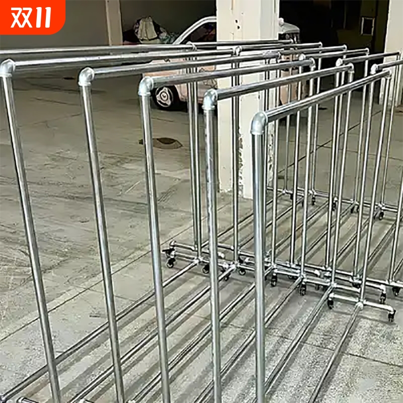 钢管晾衣架家用落地阳台挂衣架晒被子晒衣服架晾衣杆镀锌单杆水管