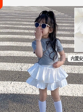 儿童白色蛋糕裙2025春夏百褶女童半身新款短裙宝宝蓬蓬裙公主裙裤
