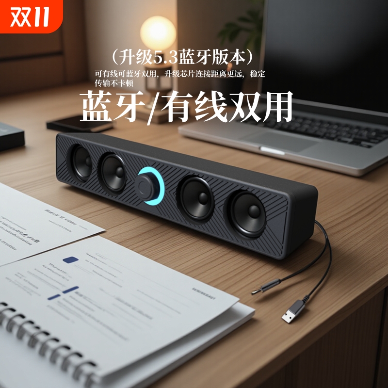 新款电脑音响E-3605蓝牙有线