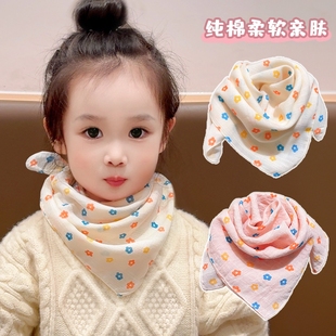 秋冬保暖儿童脖套男小孩女宝宝围脖a类纯棉围巾薄款棉纱棉麻白色