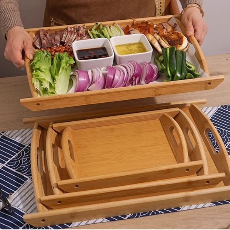 下酒菜烧烤餐盘茶托家用饭店长方形双耳托盘卤味盘手把肉盘收纳盘