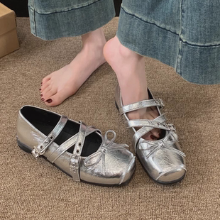 女2025新款 平底小皮鞋 夏季 夏天配裙子芭蕾鞋 玛丽珍女鞋 高级感单鞋