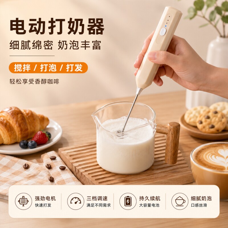 咖啡打泡器电动打奶器搅拌器抹茶奶泡打发器搅拌棒奶泡机鸡蛋手持图片