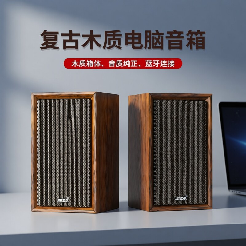 赛达蓝牙音箱低音炮木制无线家用桌面高音质音响小型复古大功率