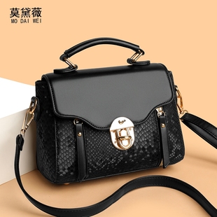 莫时尚手提2025百搭黛薇高级感锁扣包小方包蛇纹送妈妈新款女士包