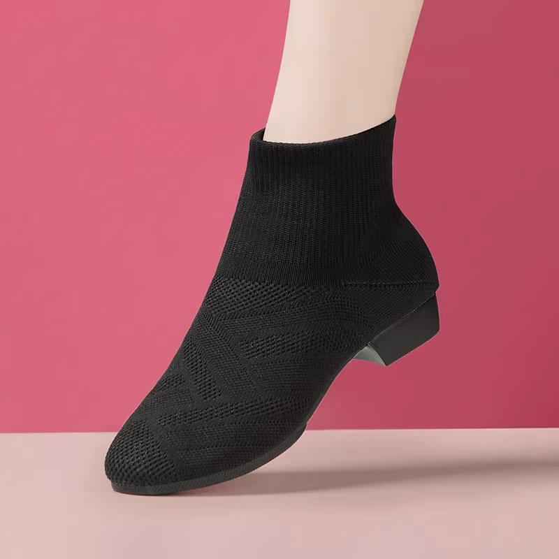 舞蹈鞋秋冬软底舞鞋跳舞鞋女士高帮摩登爵士弹力成年织布练功鞋