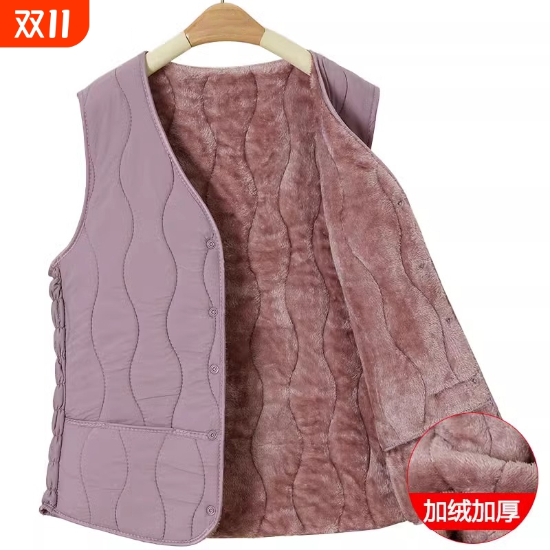 中老年人马甲女秋冬款奶奶装加绒棉背心妈妈加绒春秋坎肩保暖外套