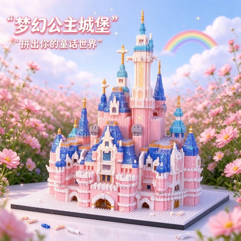 樱花迪士尼城堡积木成人版建筑拼装模型巨大型玩具女生高级感礼物